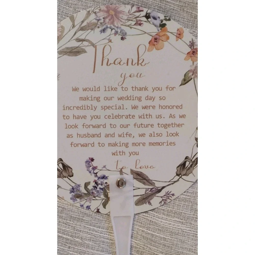 Wedding Decoration x 100 Floral Hand Fans Favors Outdoor Summer Ceremony Set